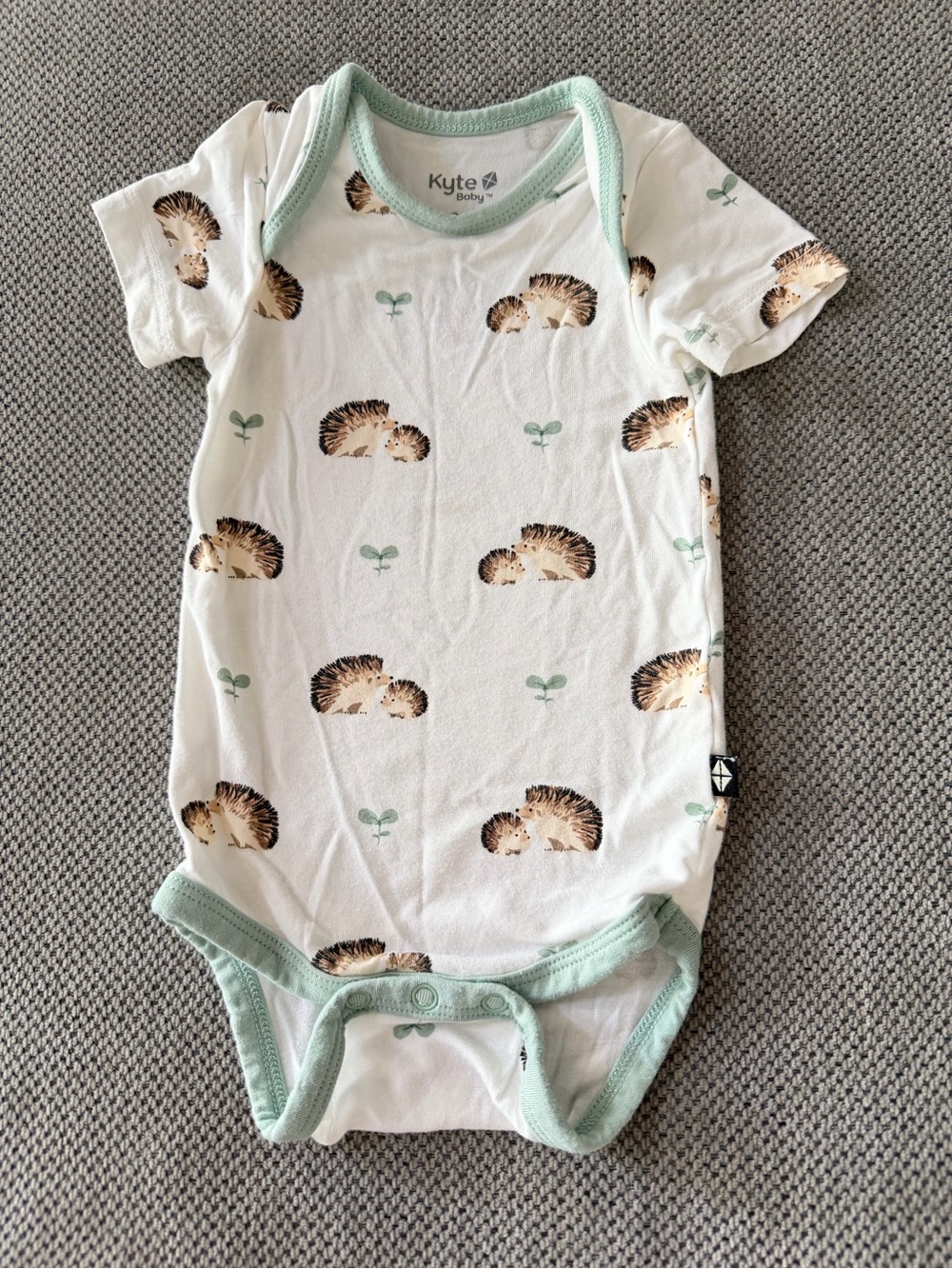 Kyte Baby Bamboo Hedgehog Bodysuit 0-3 Months Mint Trim